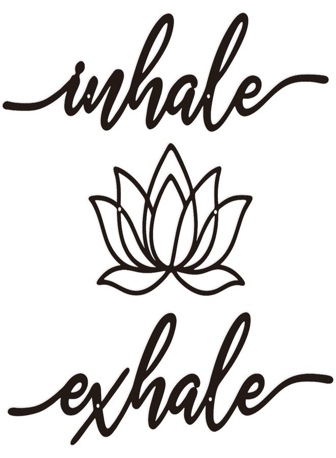 Chordwave Inhale Exhale Wall Art Meditation Room Zen Wakk Decor Black Metal Yoga Sign Decorative Spiritual Decor for Living Room Bedroom Shelf - Image 1